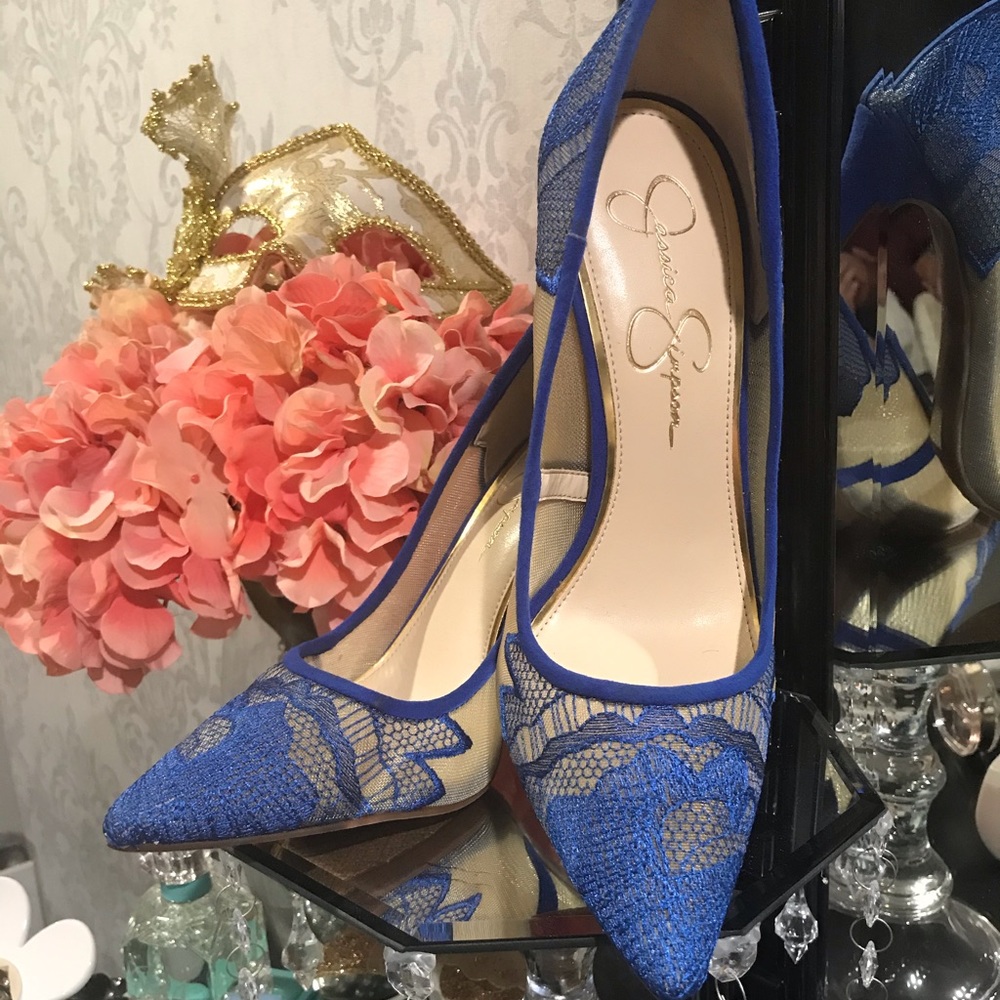 Blue lace sexy High heals